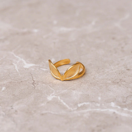 Ring Leaves Adjustable 18K Gold Plated