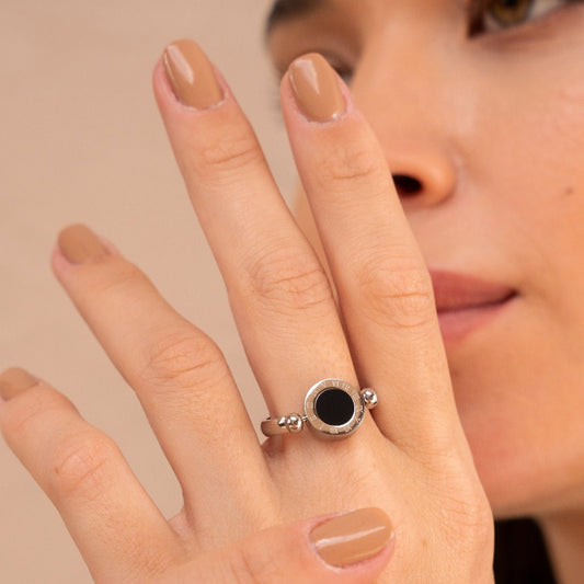 Roman Numeral Spinning Ring - Silver