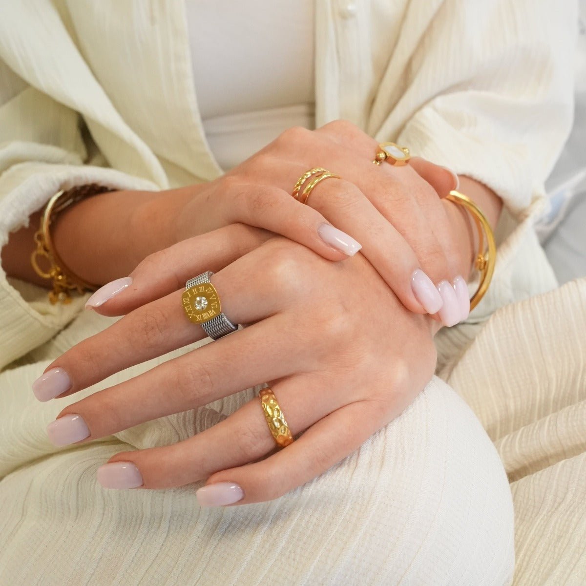 Ring Texture Lunar 18K Gold Plated