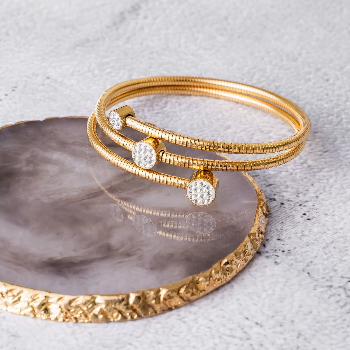 Crystal Spiral Bracelet 18K Gold Plated