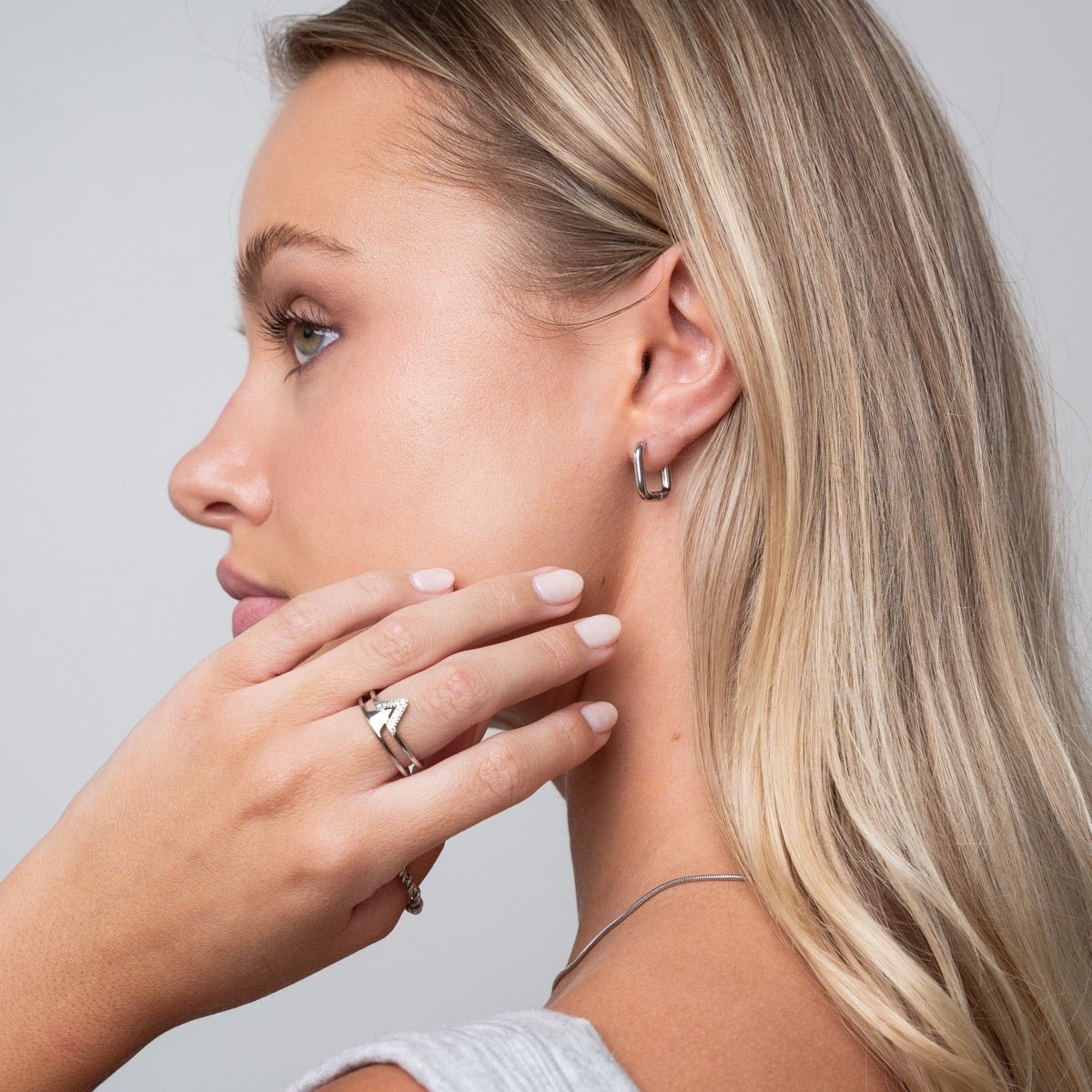 Earring Square Hoop - Silver