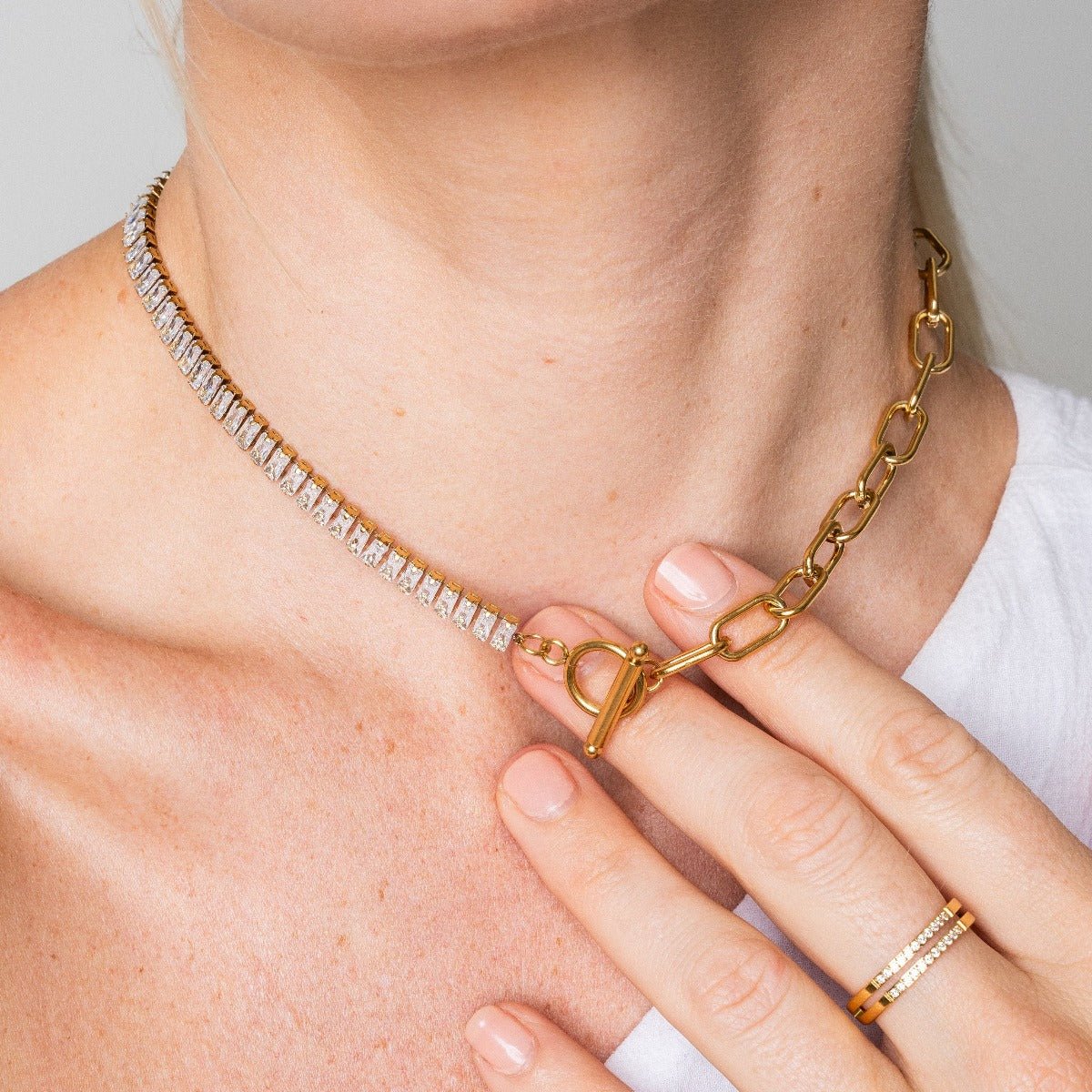 Necklace Riviera Baguette Choker 18K Gold Plated