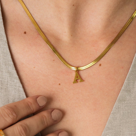 Necklace Letter Initial Mesh 18K Gold Plated