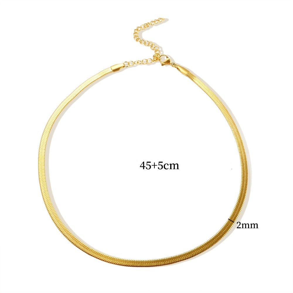 Necklace 2mm Fine Snake Mesh 18K Gold Plated