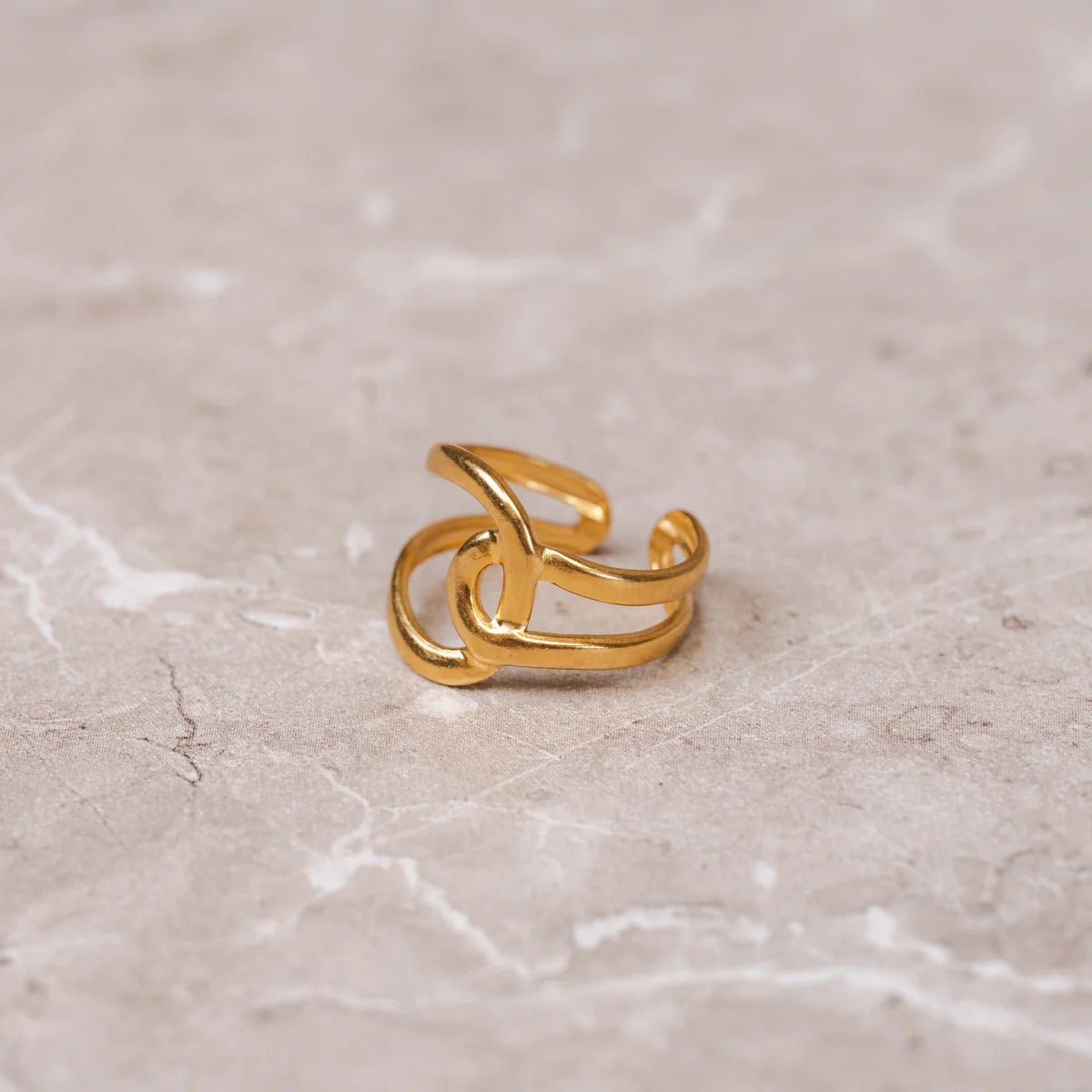 Ring Abstract Links Adjustable 18K Gold Plated