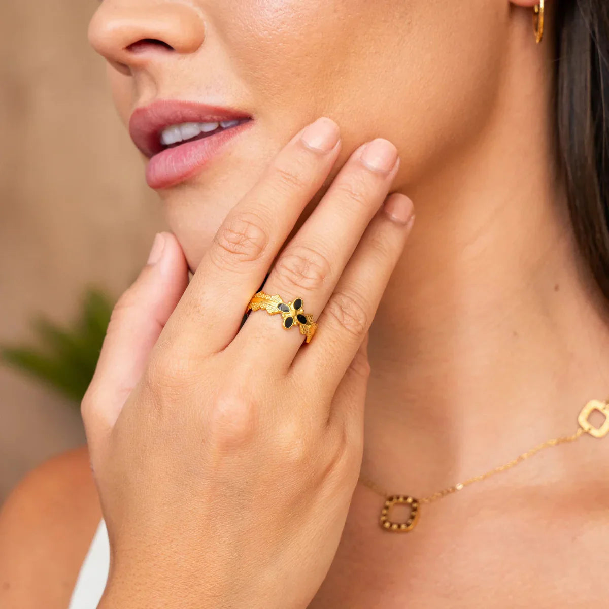 Ring Adjustable Blossom 18K Gold Plated