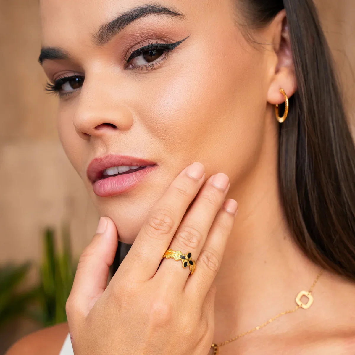 Ring Adjustable Blossom 18K Gold Plated