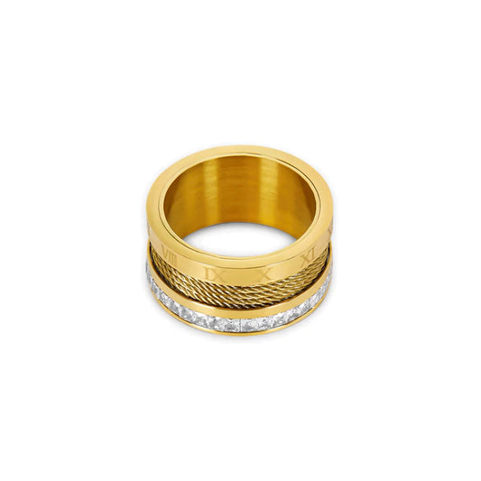 Ring Wire and Crystals 18K Gold Plated