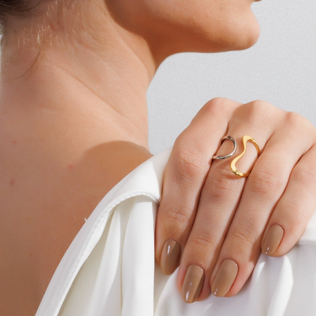 Ring Contorno Adjustable with Mixed Gold and Silver Finish