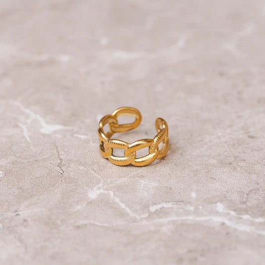 Ring Chain Bold Adjustable 18K Gold Plated