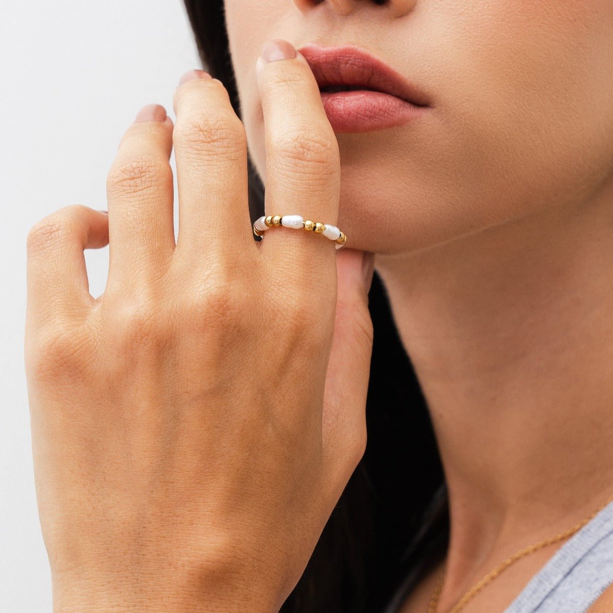 Ring Dress Pearl 18K Gold Plated