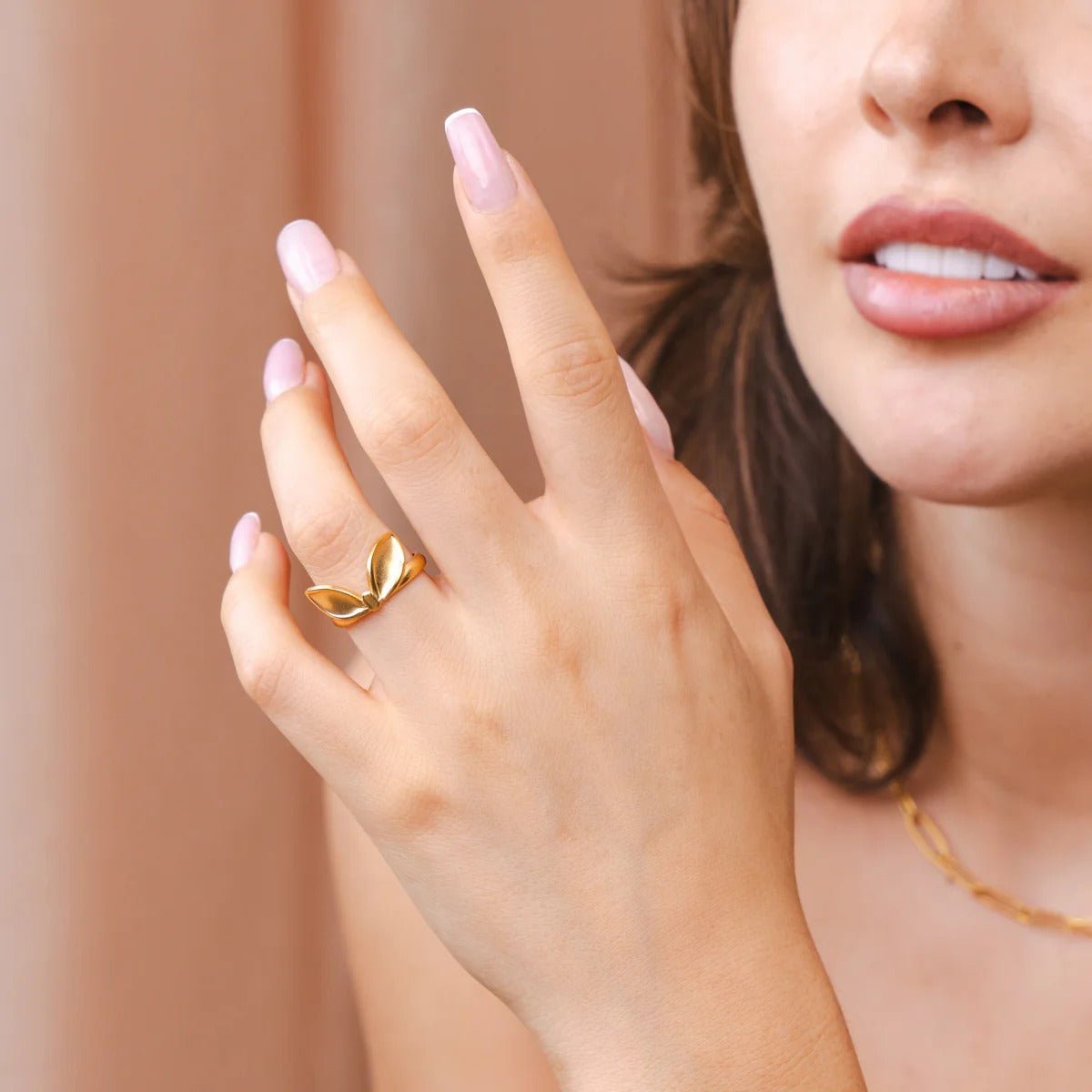 Ring Leaves Adjustable 18K Gold Plated