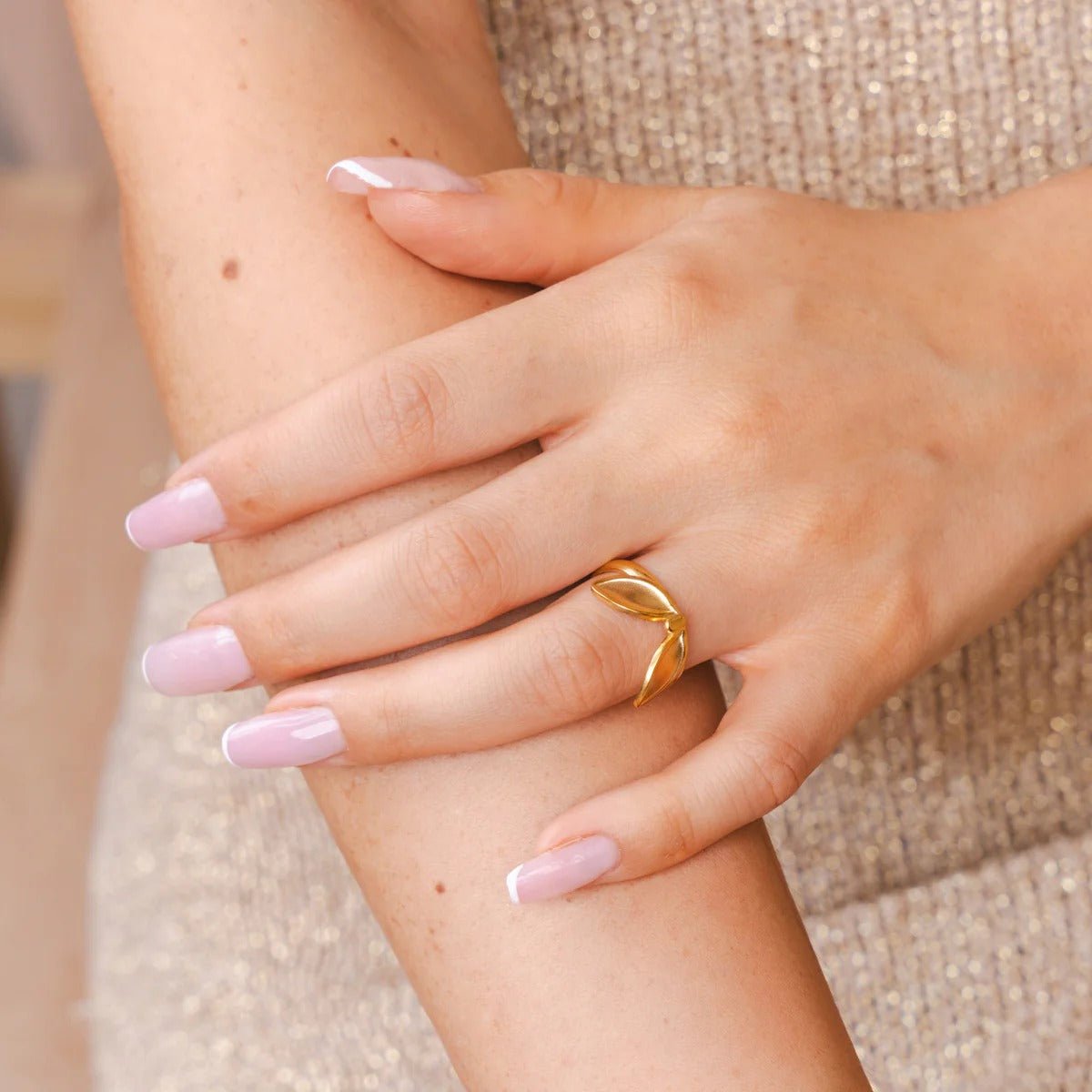 Ring Leaves Adjustable 18K Gold Plated