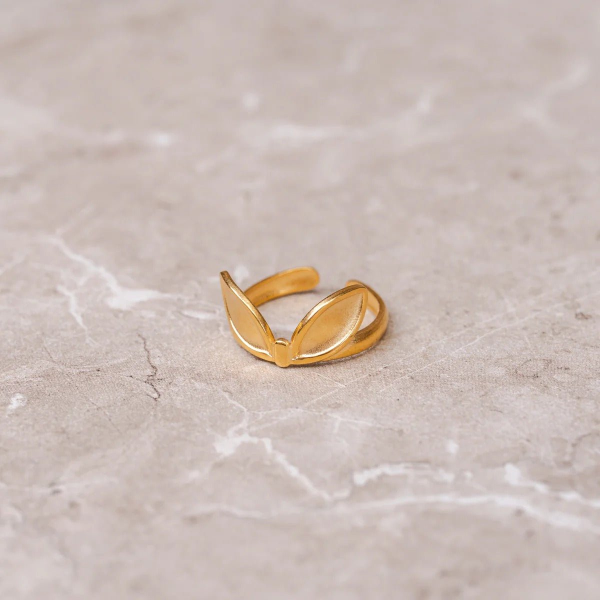 Ring Leaves Adjustable 18K Gold Plated