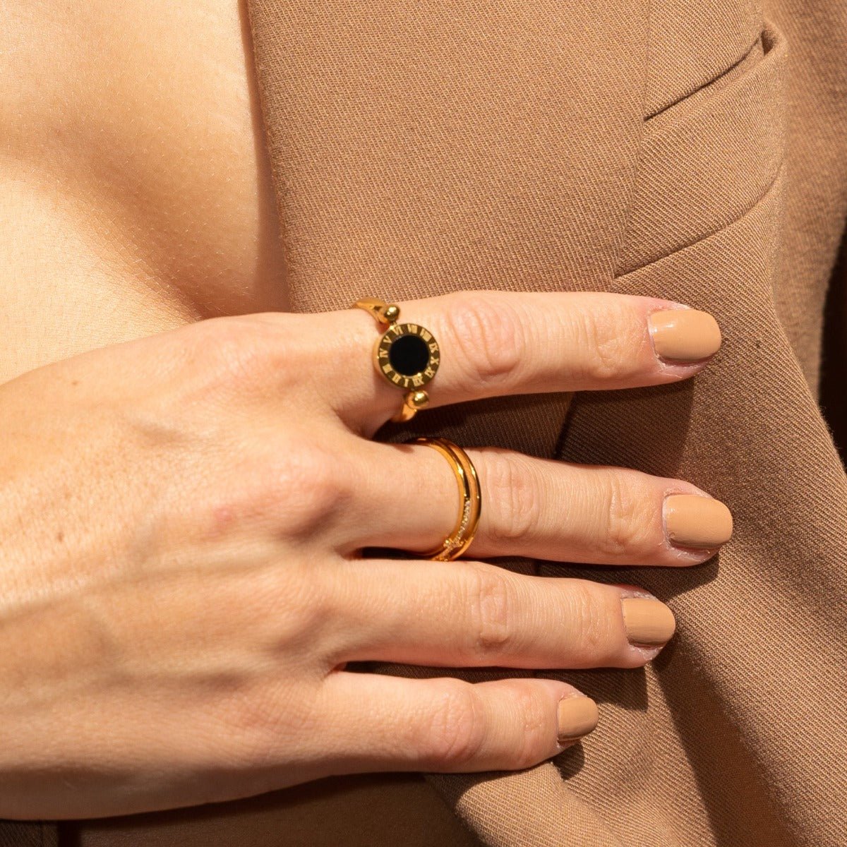 Ring Spinning Roman Numeral 18K Gold Plated