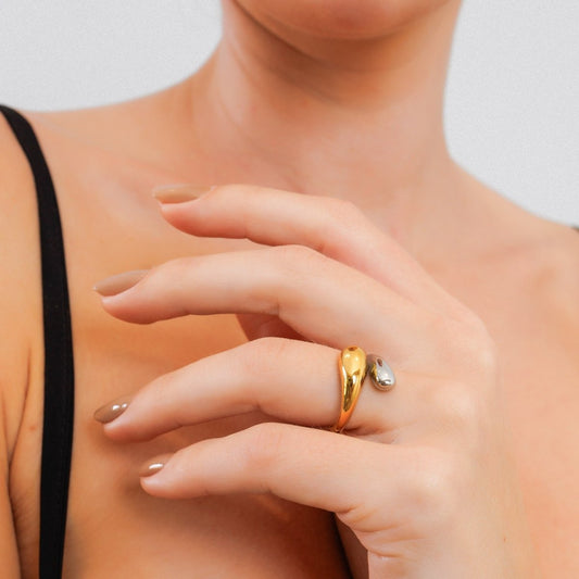 Ring Gota Adjustable with Mixed Gold and Silver Finish