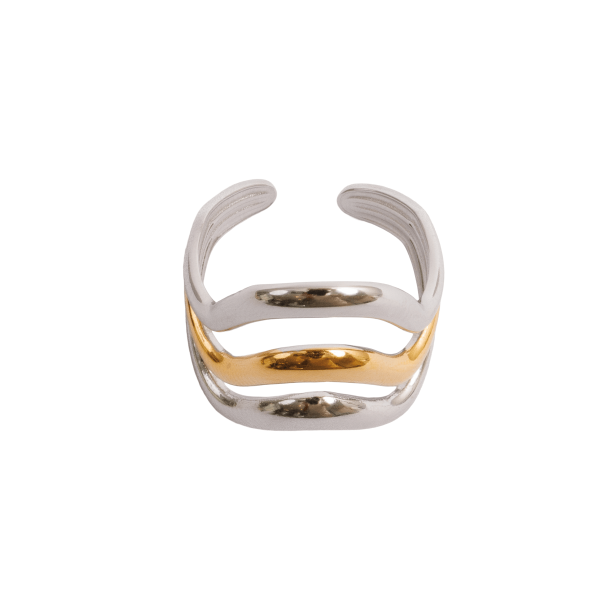 Ring Ondas Adjustable with Mixed Gold and Silver Finish