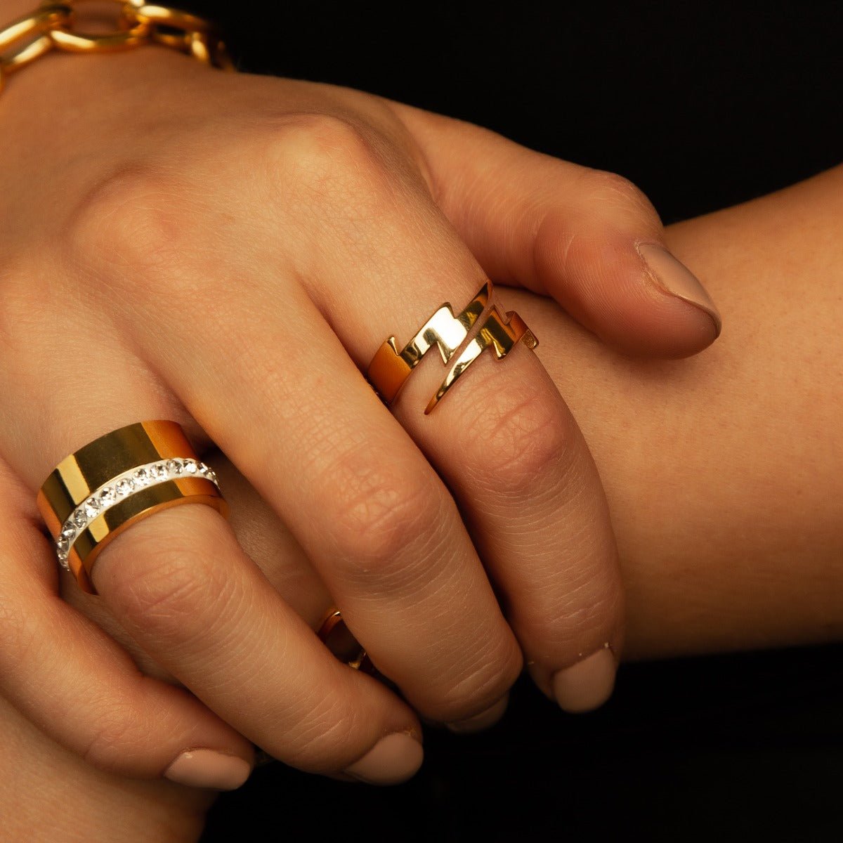 Ring Lightning Bolt 18K Gold Plated