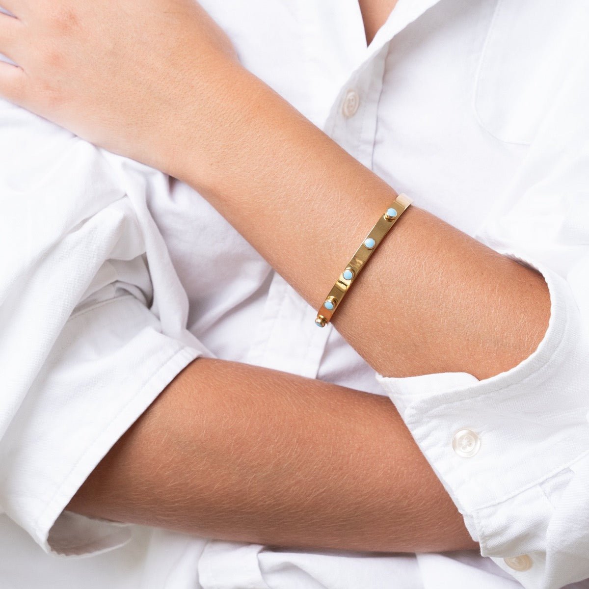 Aqua Stone Bracelet 18K Gold Plated