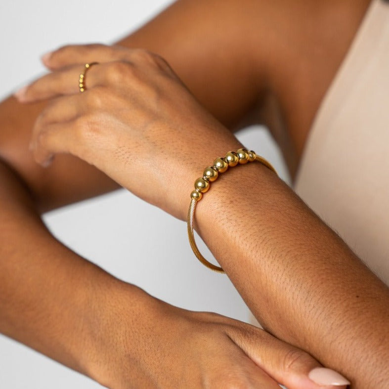 Adjustable Spheres Anti-stress Bracelet 18K Gold Plated
