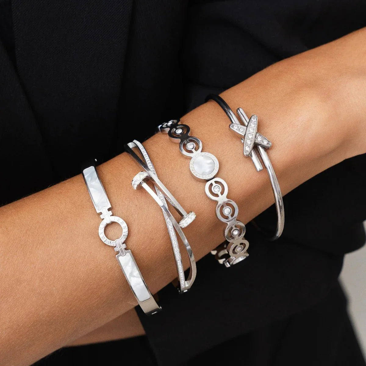 Zirconia Nail Bracelet - Silver