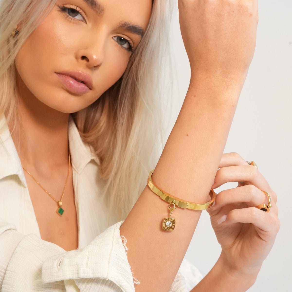 Square Charm Bracelet 18K Gold Plated