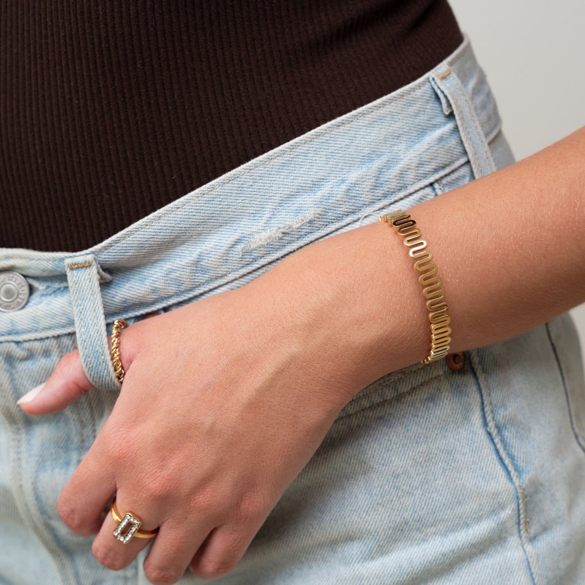 18K Gold Plated Zig Zag Bracelet