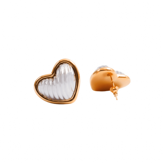 Earring Heart Contorno with Mixed Gold and Silver Finish