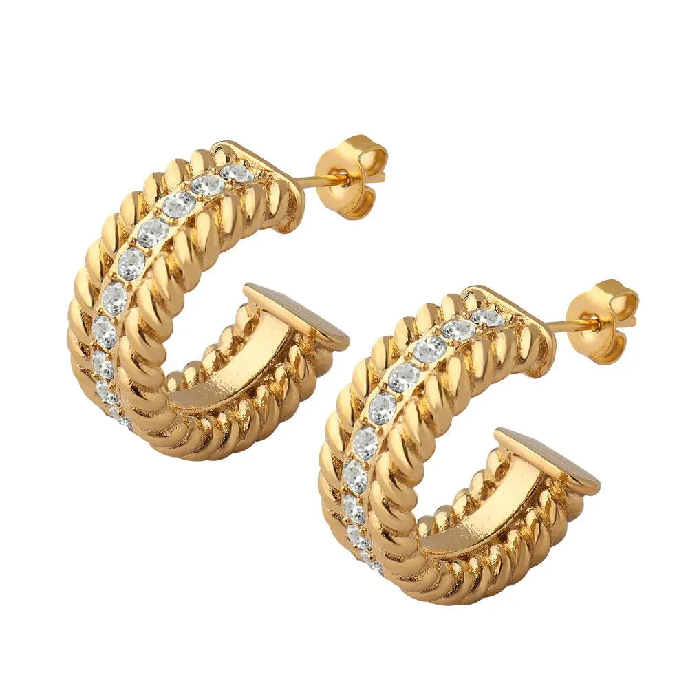 Date Hoop Earring 18K Gold Plated
