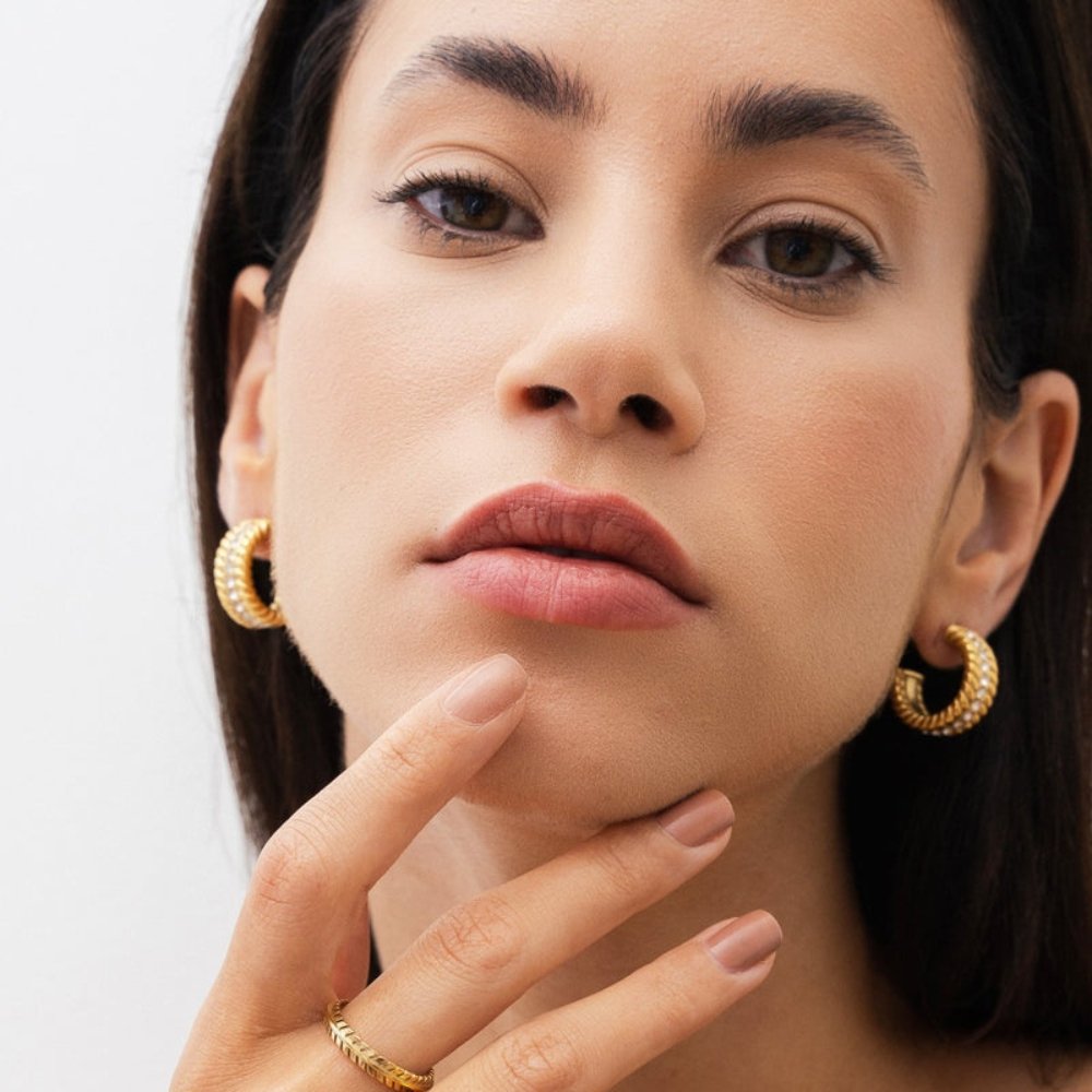 Date Hoop Earring 18K Gold Plated