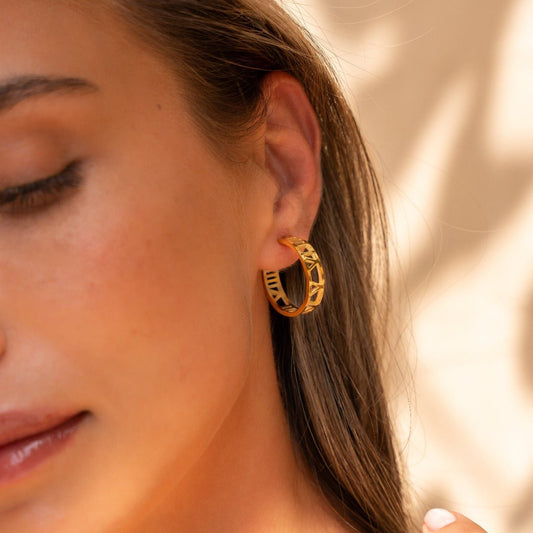 Numeral Hoop Earring 18K Gold Plated