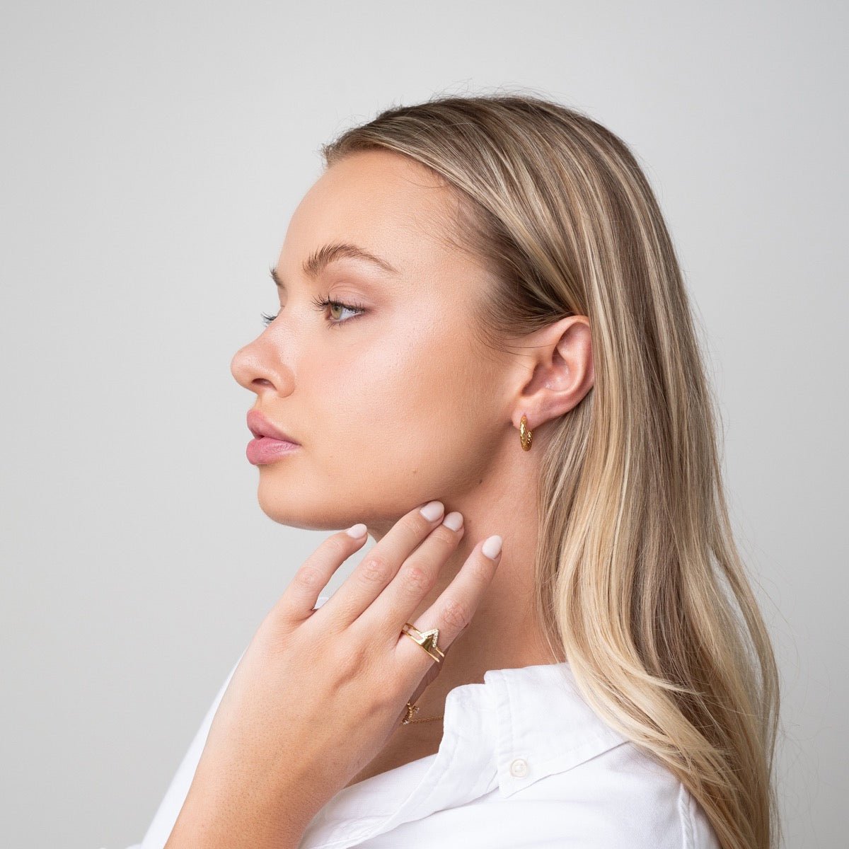 Textured Hoop Earring 18K Gold Plated