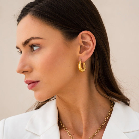 Earring of Hoop Croissant 18K Gold Plated