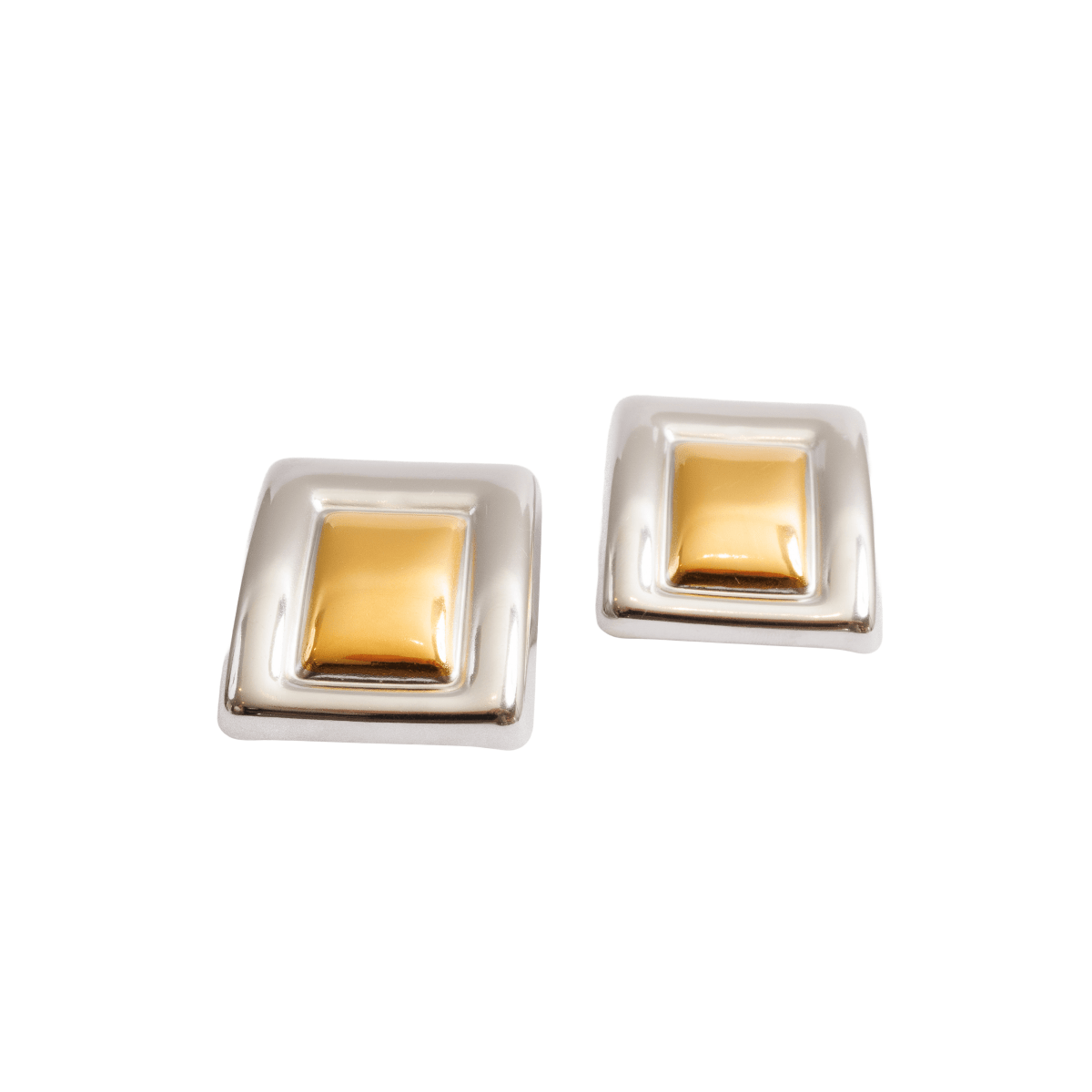 Geometric Earring with Mixed Gold and Silver Finish