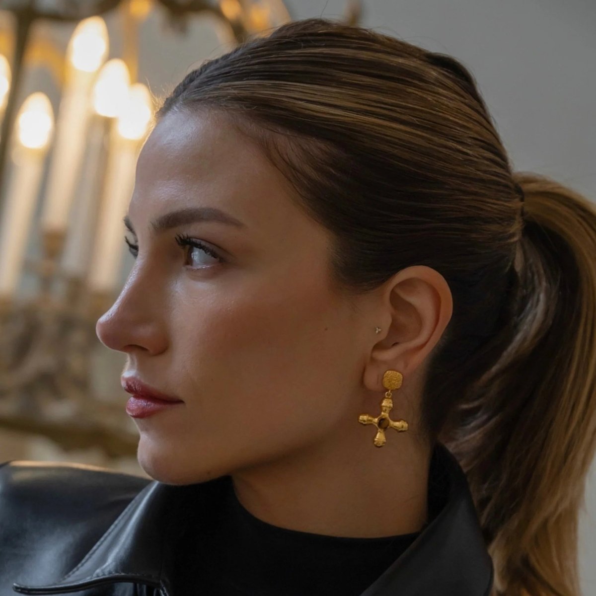 Tiger Eye Earring 18K Gold Plated