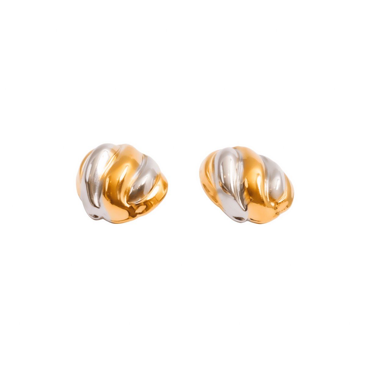 Earring Twist Essence with Mixed Gold and Silver Finish