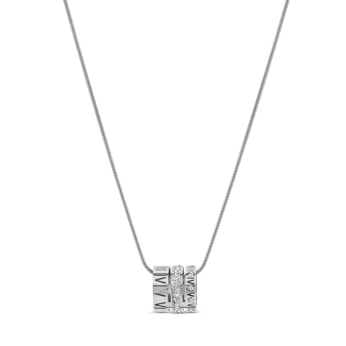 Triple Band Roman Numeral Necklace 18K Gold Plated