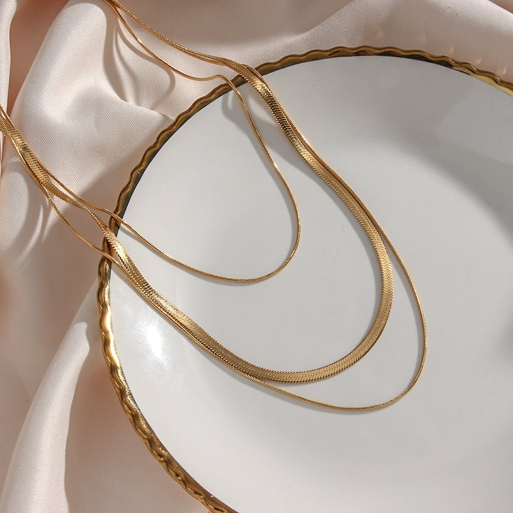 Necklace Celina Trio Layered Mesh 18K Gold Plated