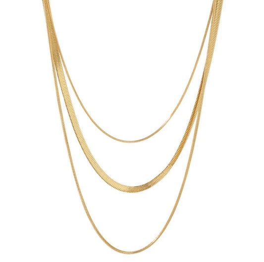 Necklace Celina Trio Layered Mesh 18K Gold Plated