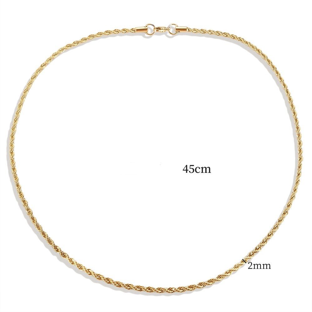 Necklace 2mm Fine Baiano Chain 18K Gold Plated