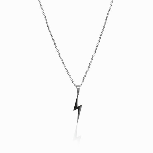 Energy Lightning Bolt Pendant Necklace - Silver