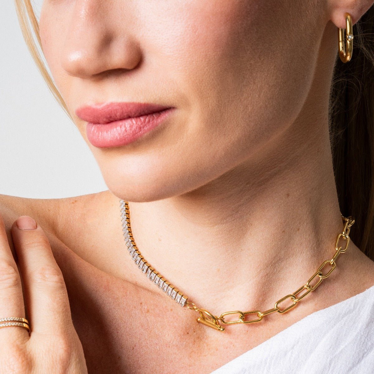 Necklace Riviera Baguette Choker 18K Gold Plated