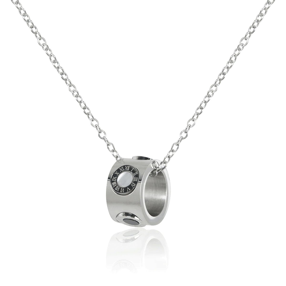 Spinning Roman Numeral Necklace - Silver