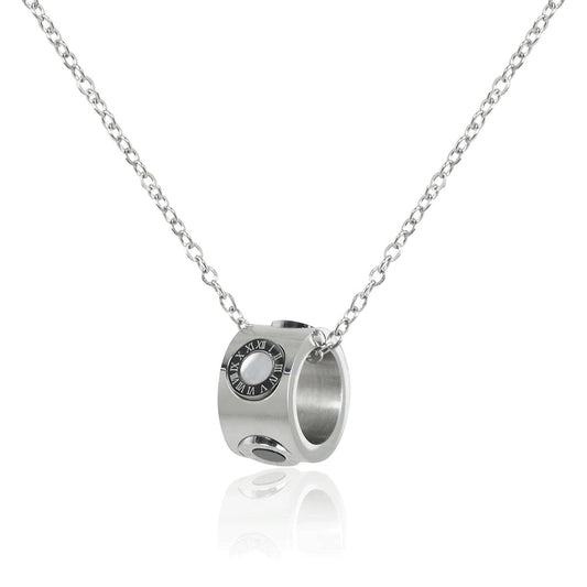 Spinning Roman Numeral Necklace - Silver