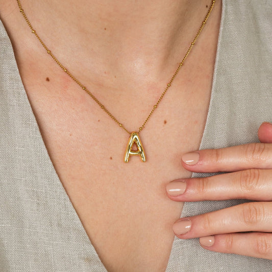 Necklace Letter Initial Bold 18K Gold Plated