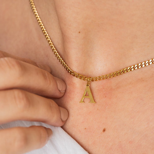 Necklace Letter Initial Chain 18K Gold Plated