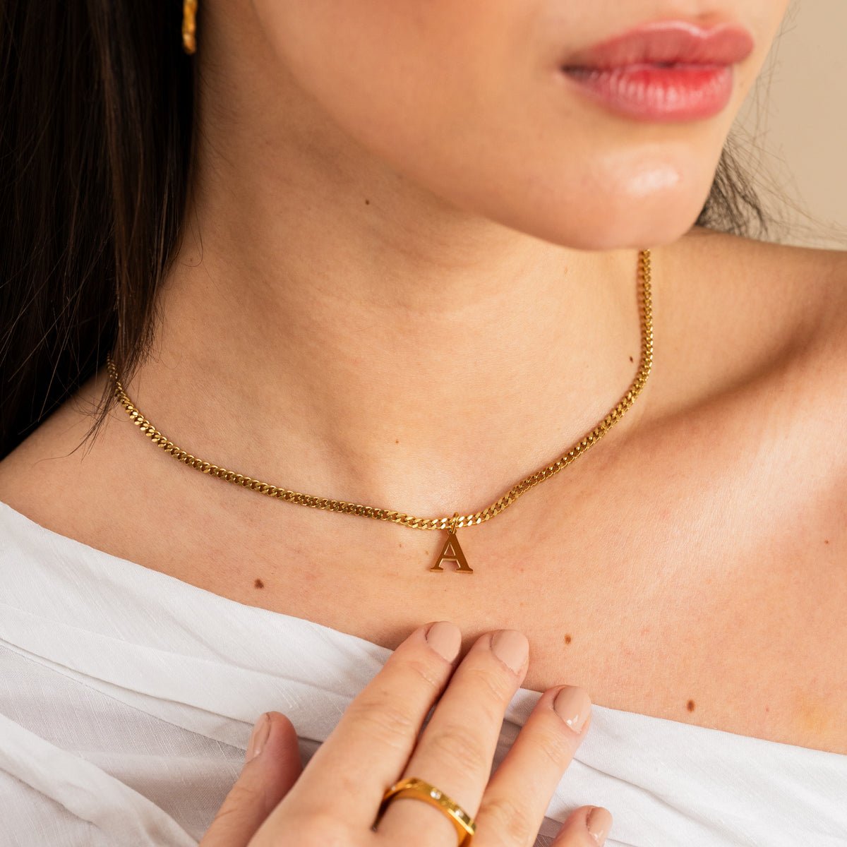 Necklace Letter Initial Chain 18K Gold Plated