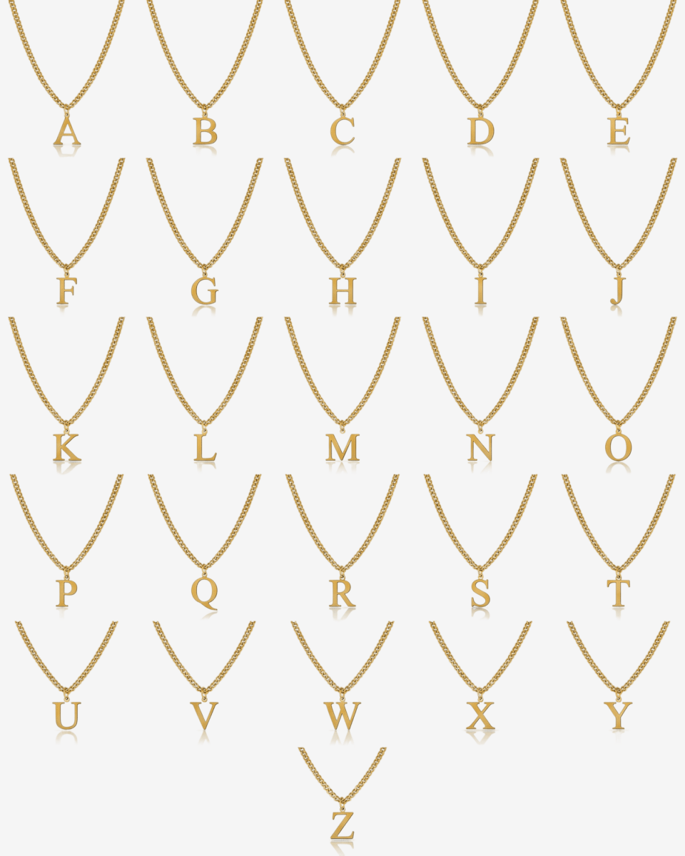 Necklace Letter Initial Chain 18K Gold Plated