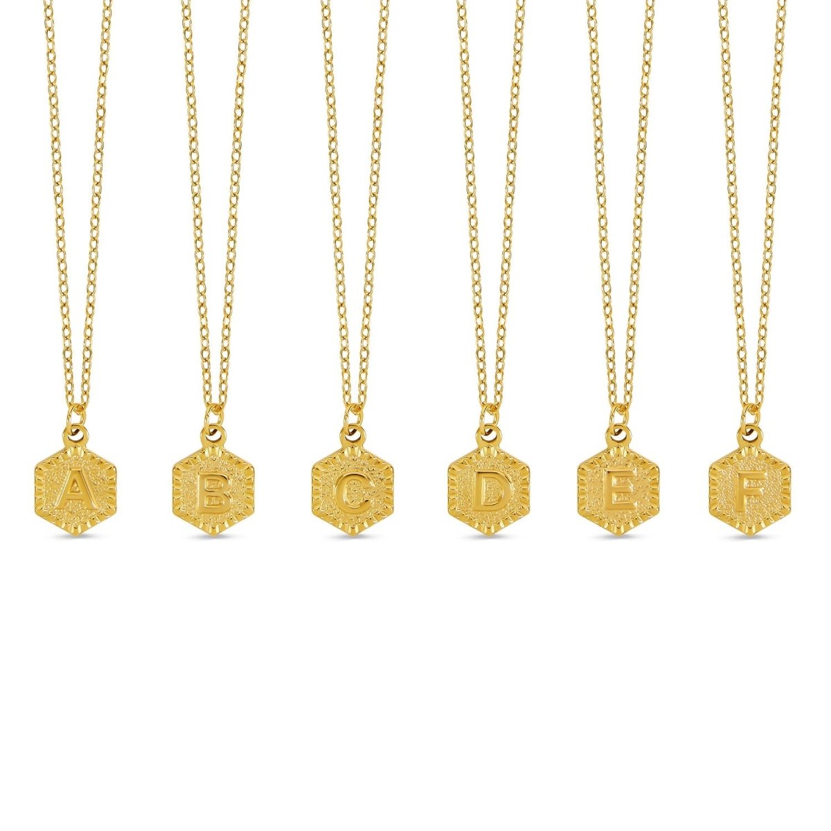 Necklace Letter Initial Hex 18K Gold Plated