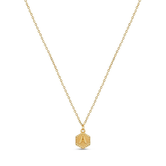 Necklace Letter Initial Hex 18K Gold Plated